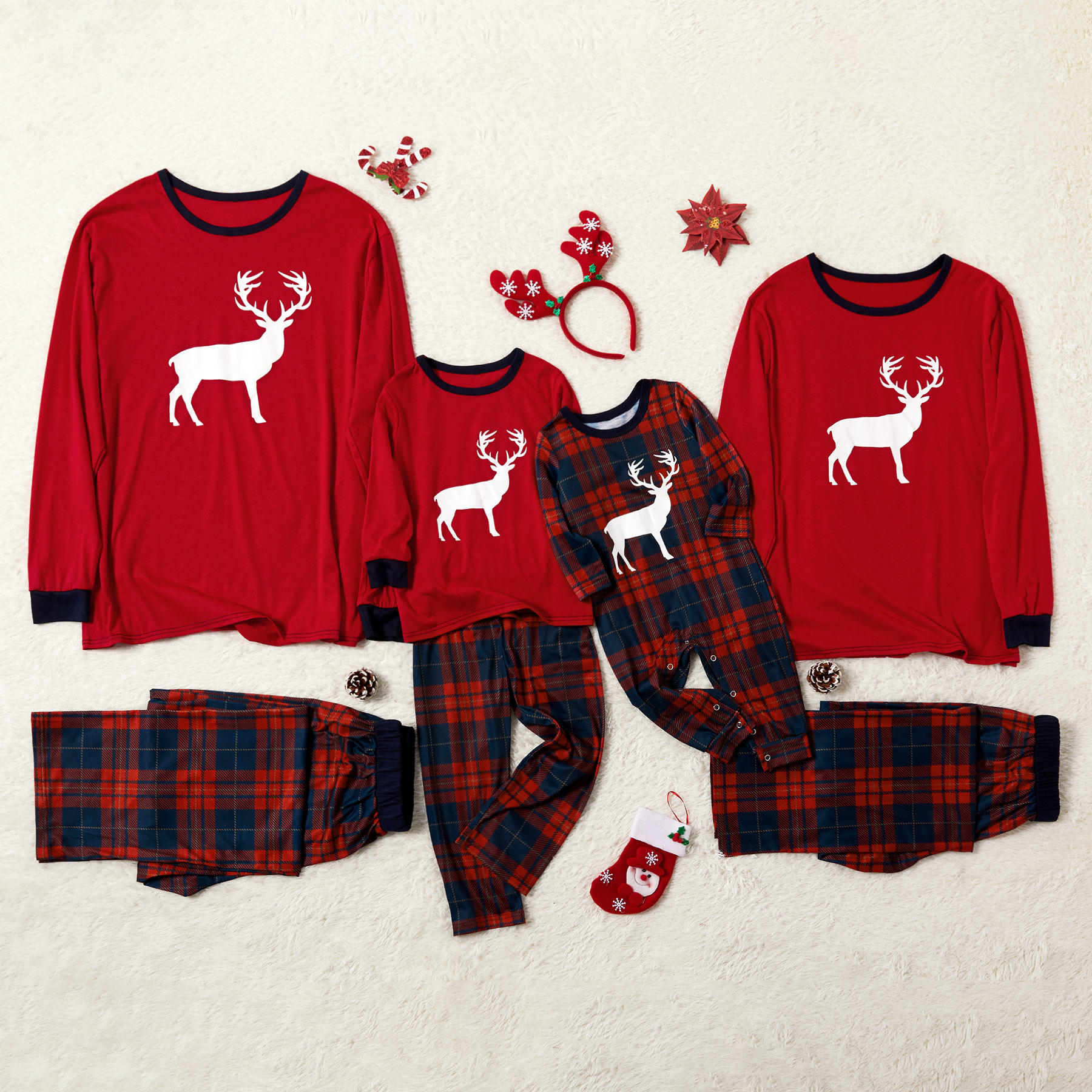 

Reindeer and Plaid Family Matching Pajamas Sets(Flame resistant)