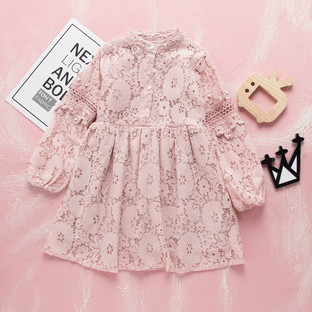 

Elegant Solid Hollow Out Long-sleeve Dress