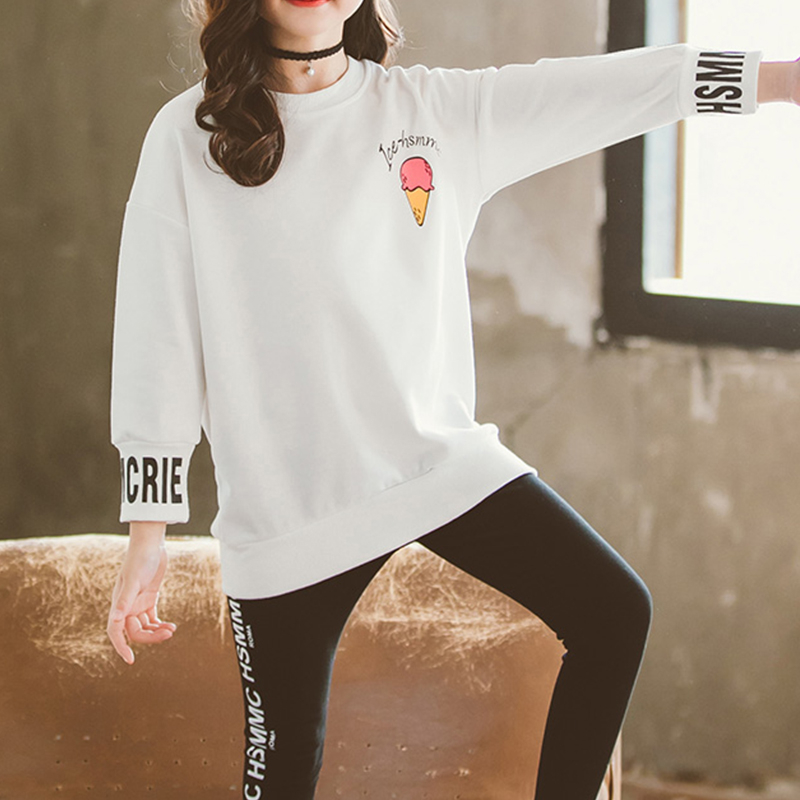 

Casual Ice-cream Print Long-sleeve Pullover