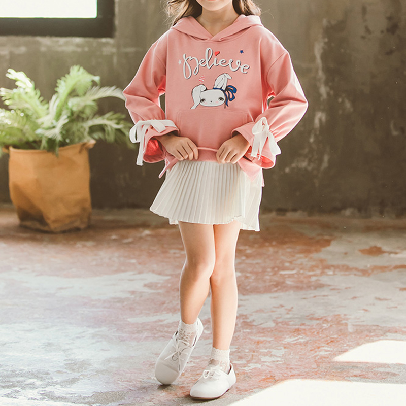 

Faux-2 Cute Rabbit Print Flare-sleeve Dress