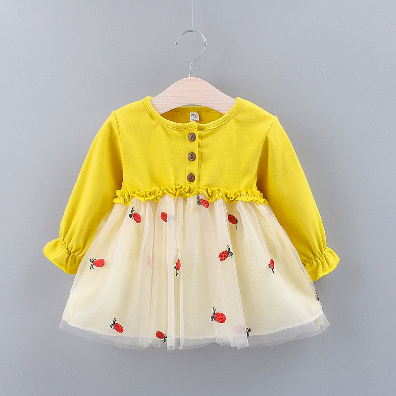 

Baby / Toddler Splice Pineapple Mesh Long-sleeve Dress