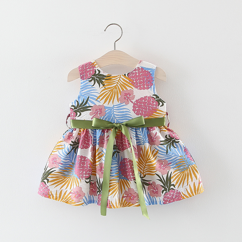 

Leaf Print Tie-up Sleeveless Dress