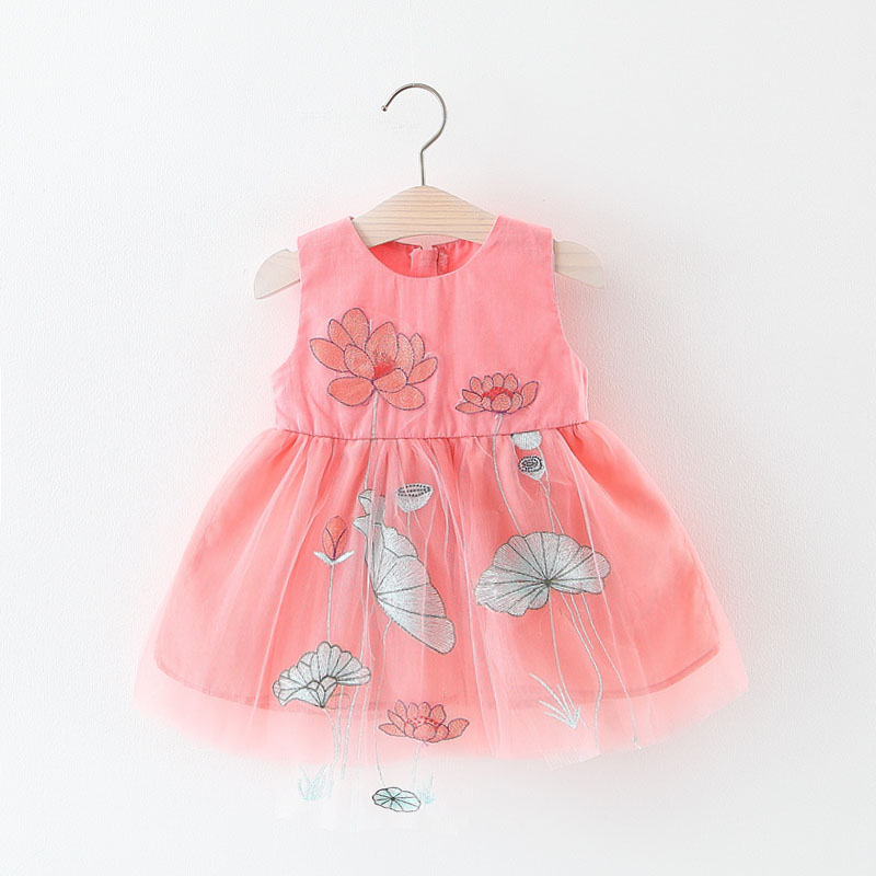

Baby / Toddler Girl Lotus Pattern Sleeveless Tulle Dress