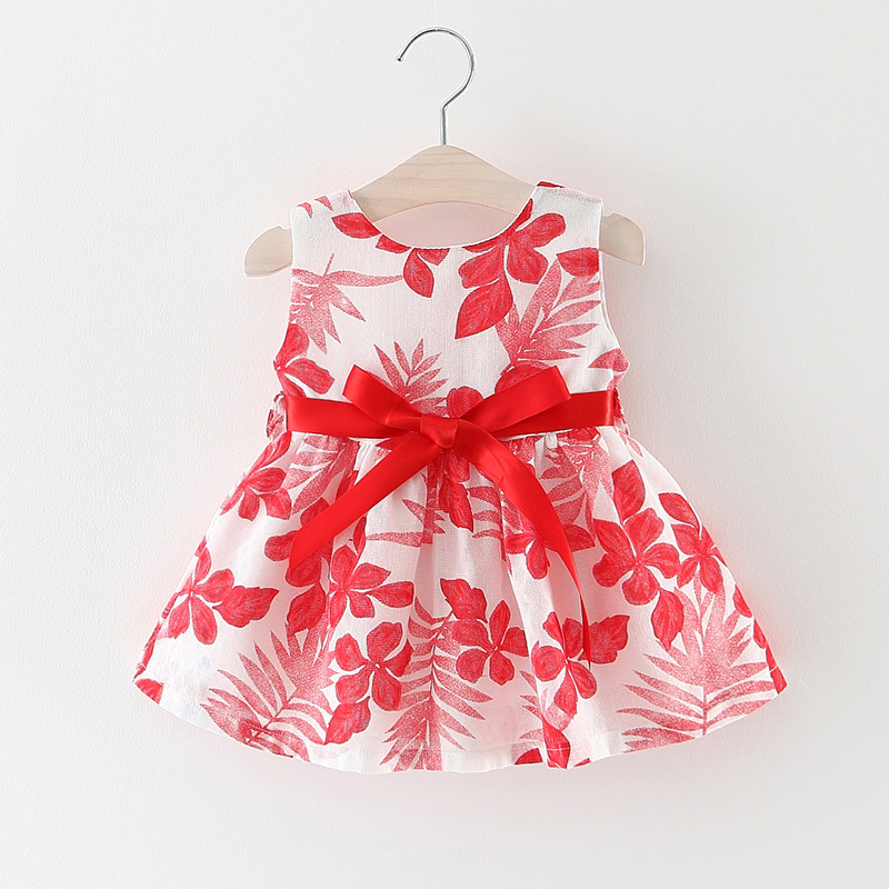 

Summer Leaf Print Sleeveless Dress