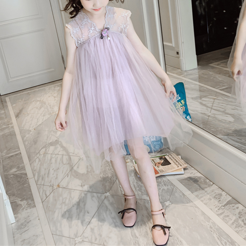 

Fashion Summer Print Embroidery Sleeveless Mesh Dress