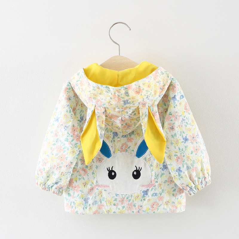 

Baby / Toddler 3D Ear Decor Rabbit Print Floral Hooded Coat