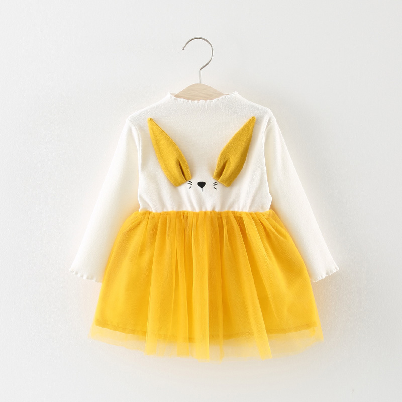

Baby Girl 3D Ears Design Rabbit Print Long-sleeve Dress