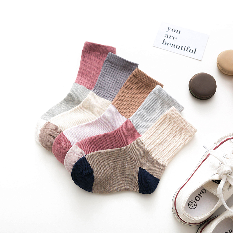

5-piece Baby / Toddler Colorblock Breathable Socks Set (No shoes)