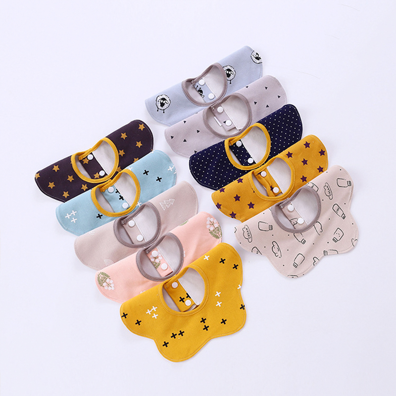 

Fashion Round Neck Baby Bibs 360 Degree Rotating Baby Burp Cloth Waterproof Toddler Soft Burp