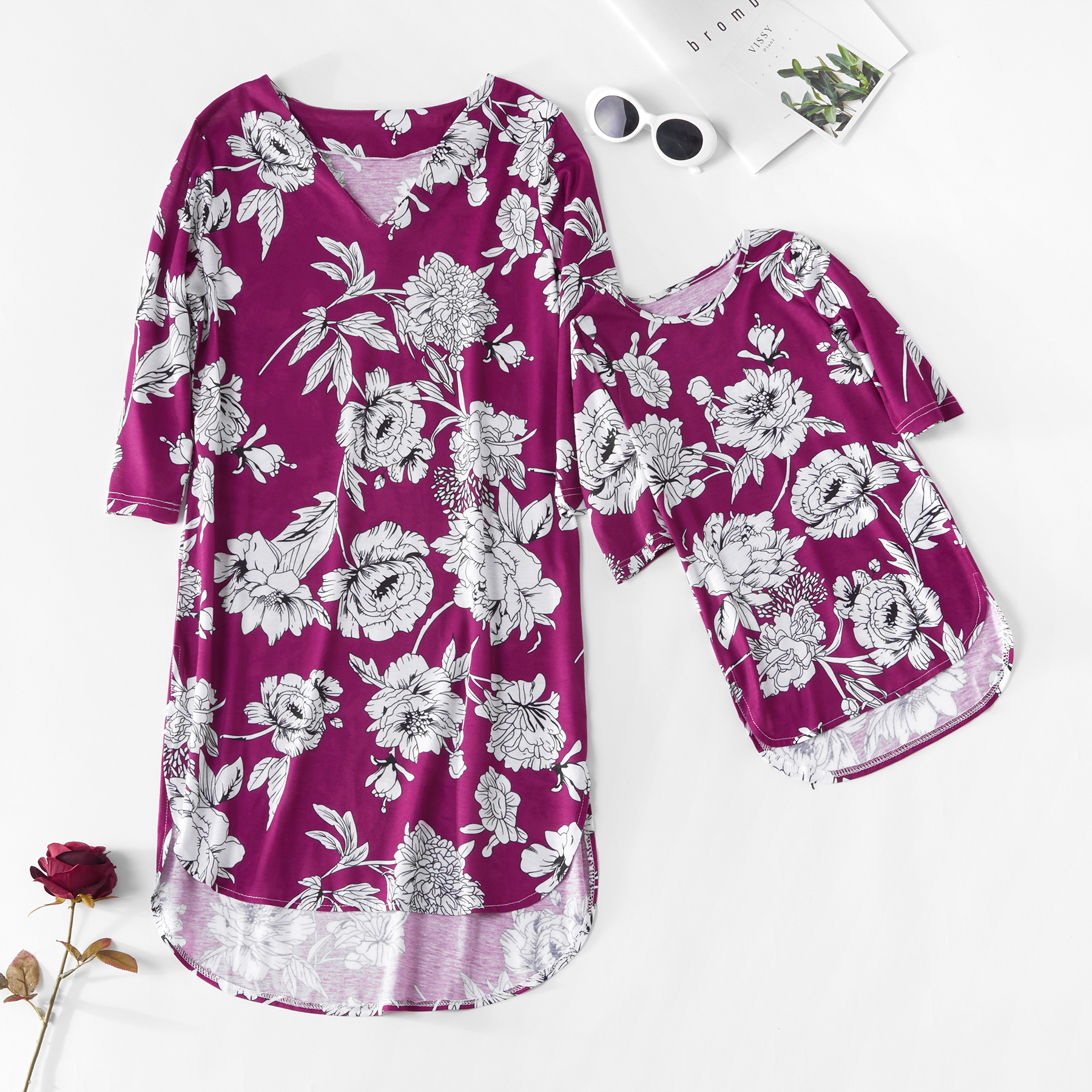 

Mommy and Me Floral Dress in Hot Pink