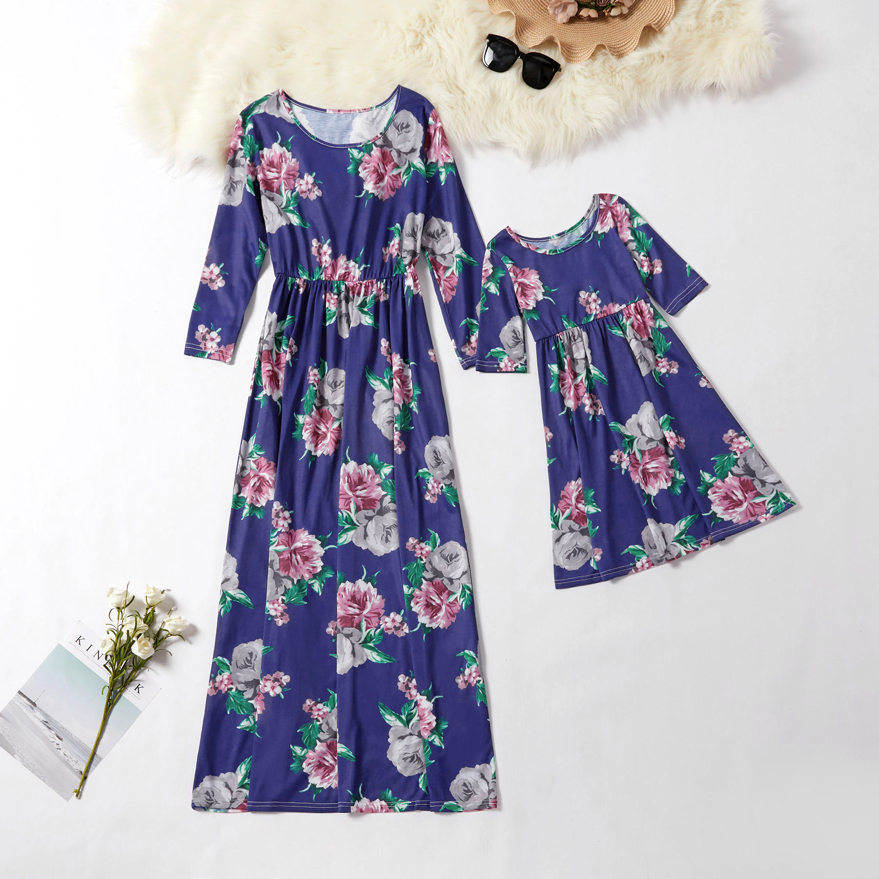 

Mid sleeve Printed Maxi Matching Dresses