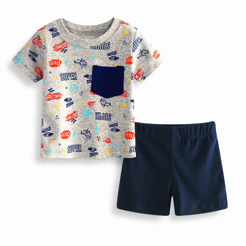 

Baby and Toddler Boy's Letters Print Short-sleeve Tee and Solid Shorts Set