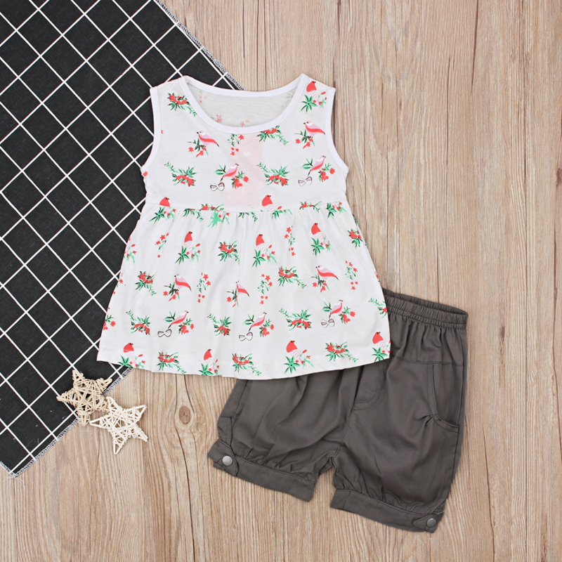 

2-piece Sweet Floral Tank Top and Pants Set for Baby Girl