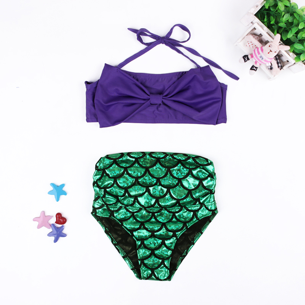 

Toddler / Girl Mermaid Design Swim Halter Top and Shorts Set
