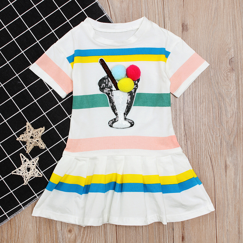 

Ice Cream Striped Short-sleeve Dress