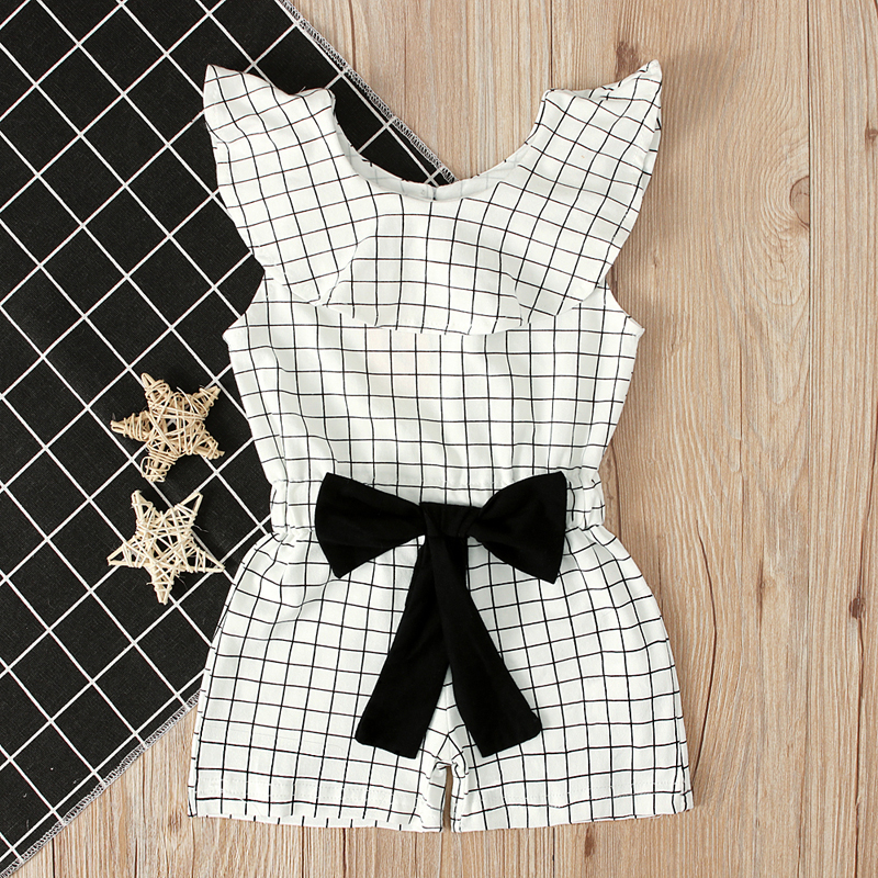 

Baby / Toddler Girl Sleeveless Bow Design Plaid Bodysuit