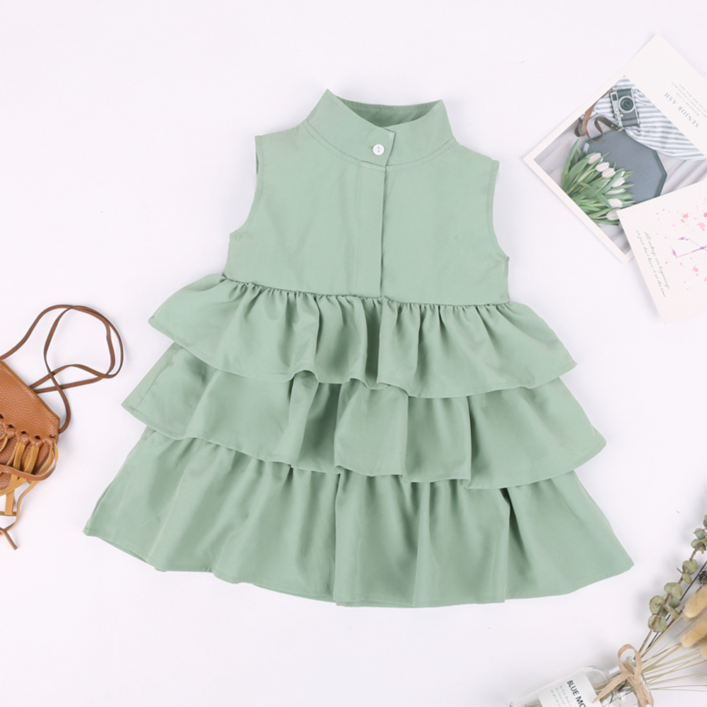 

Baby/ Toddler Girl's Solid Sleeveless Tiered Dress