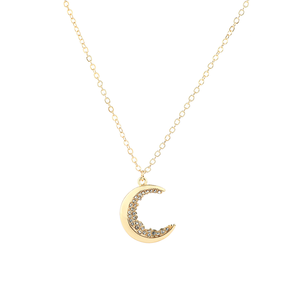 

Graceful Rhinestone Moon Necklace