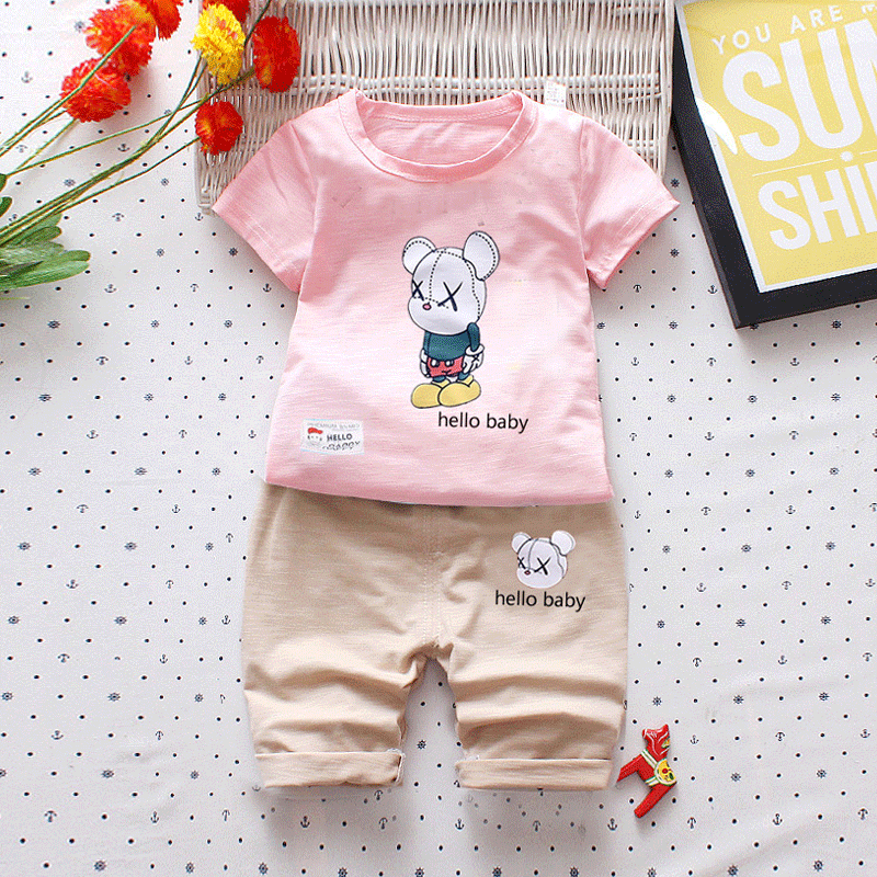 

Baby / Toddler HELLO BABY Mouse Print Tee and Shorts Set