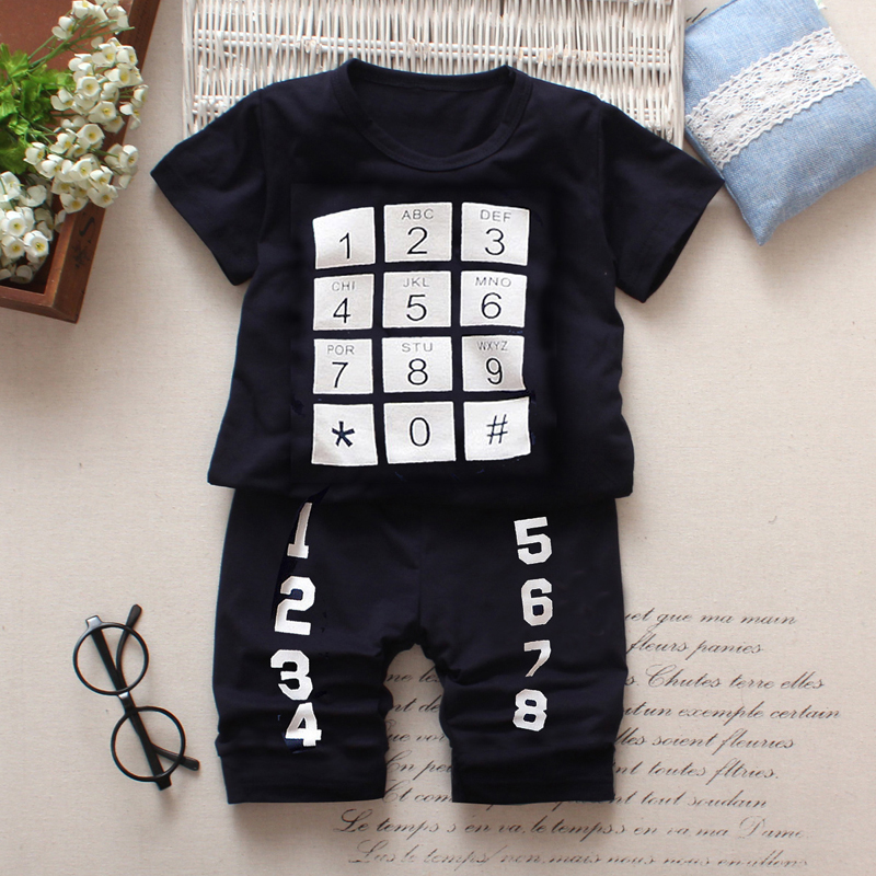 

2019 Baby / Toddler Letter Number Print Tee and Shorts Set