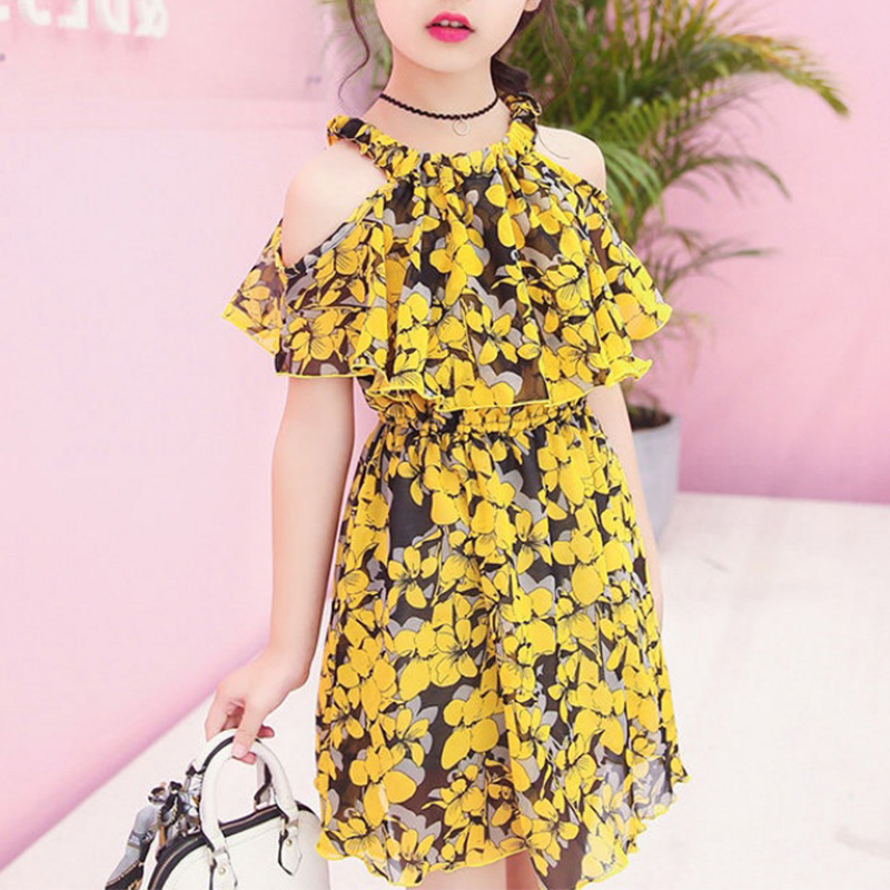 

Pretty Floral Cold Shoulder Dress in Yellow
