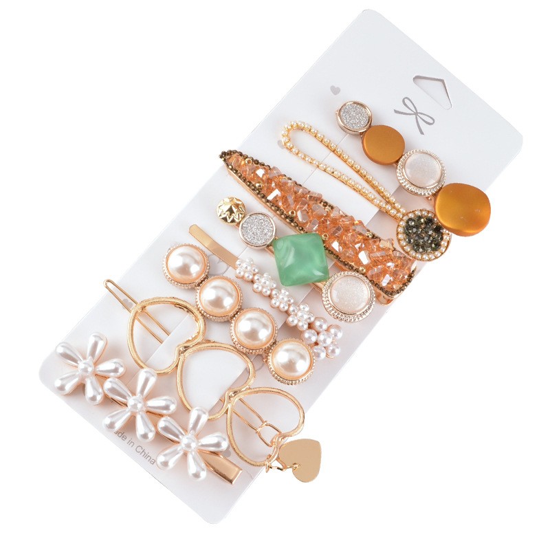 

Hair Clip Simulation Pearl Barrettes Clip Set Geometric Flower Hair Clip