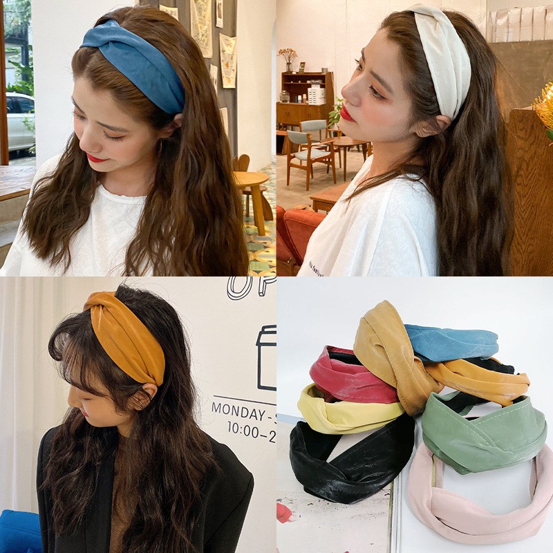 

Women Pure Color Crisscross Headband