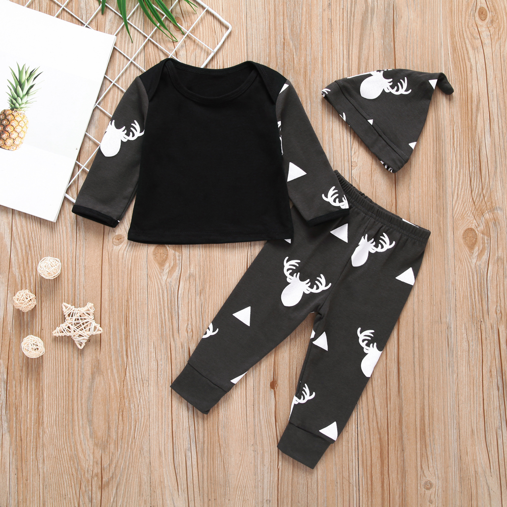 

3-piece Baby / Toddler Deer Print Top, Pants and Hat