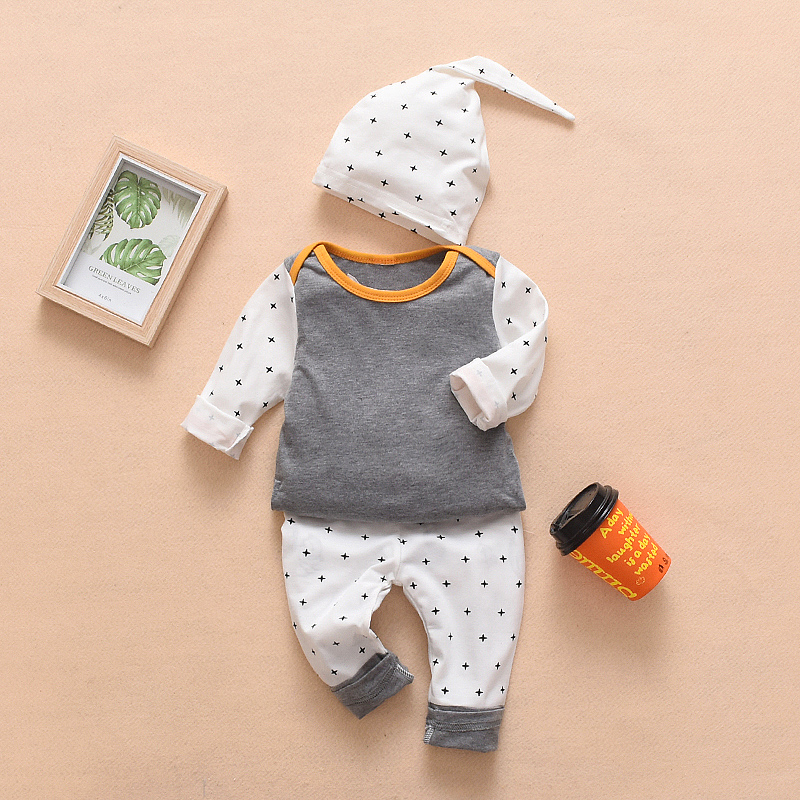

3-piece Baby Polka Dots Tee and Pants with Hat Set