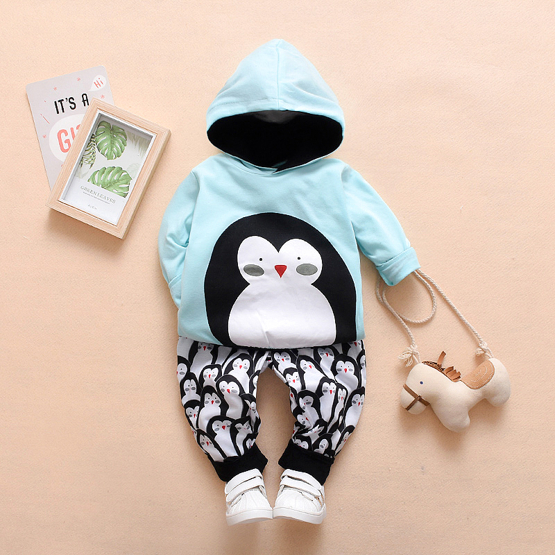 

Baby / Toddler Lovely Penguin Print Long-sleeve Hoodie and Pants Set