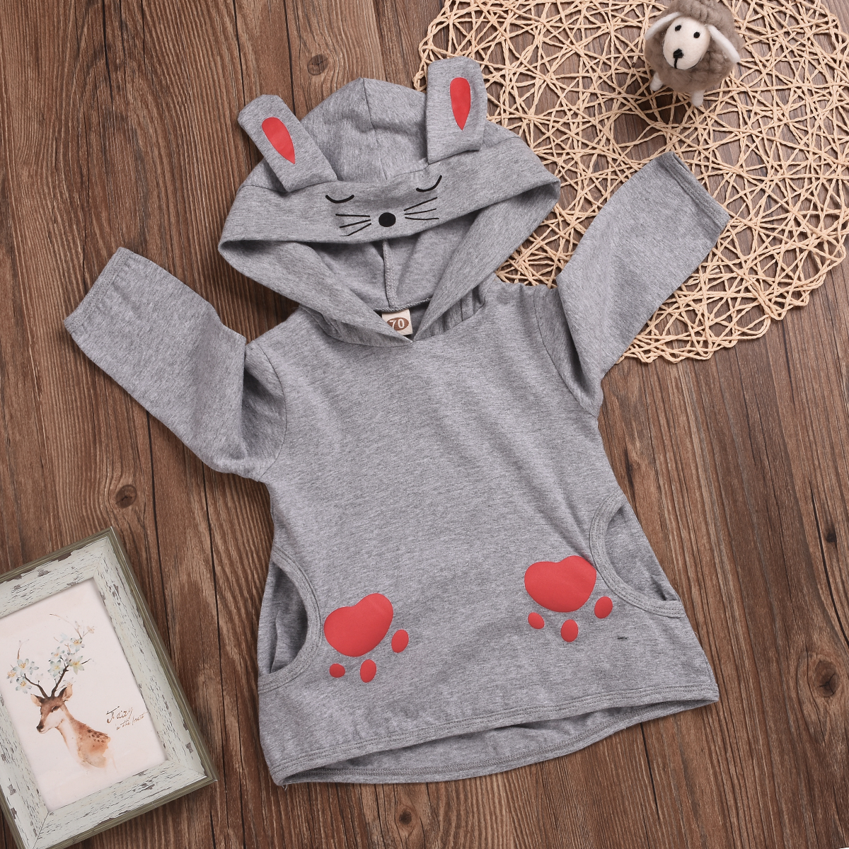 

Baby / Toddler 3D Ear Decor Cat Print Long-sleeve Hoodie