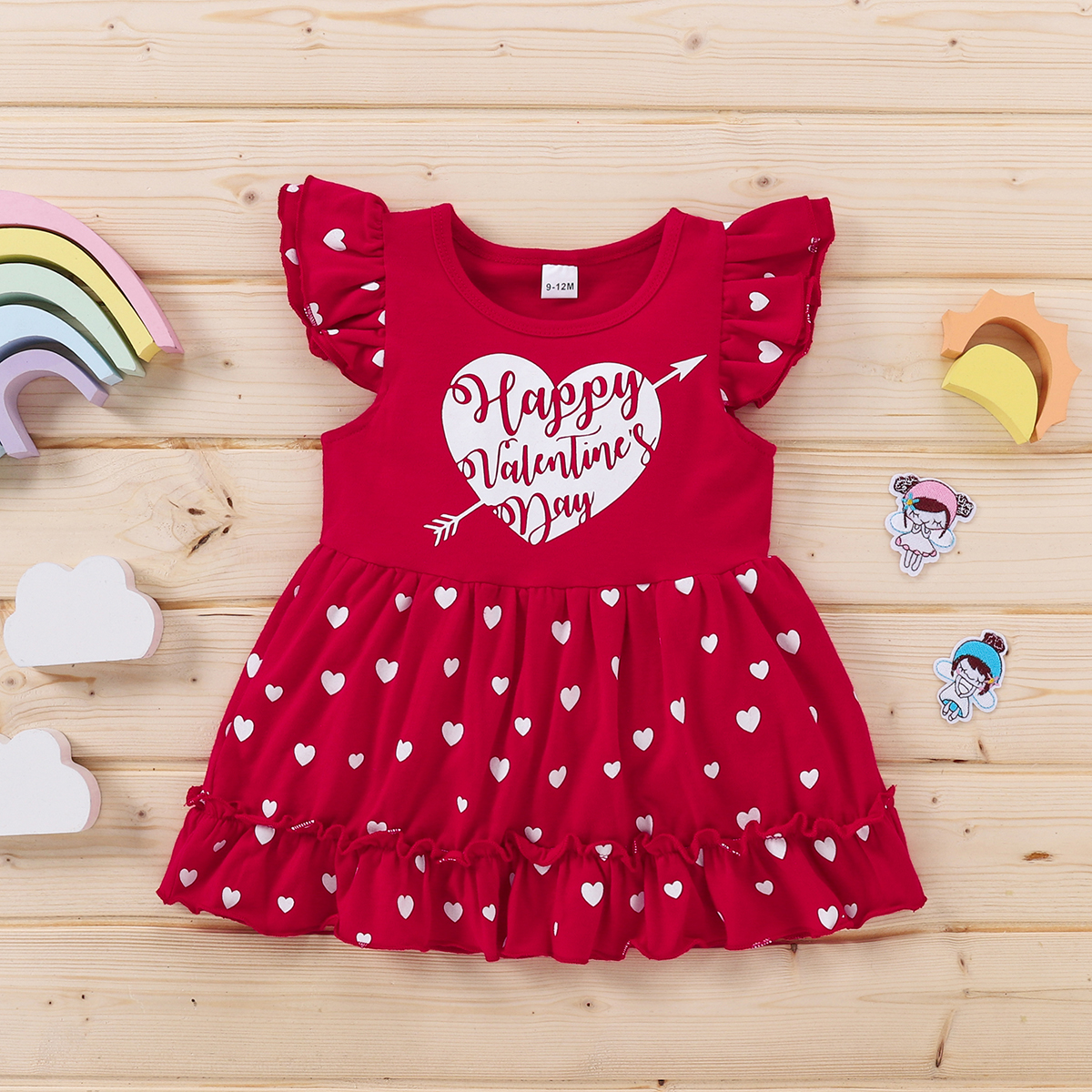 

1pc Baby Girl Short-sleeve Cotton Letter Sweet Dress