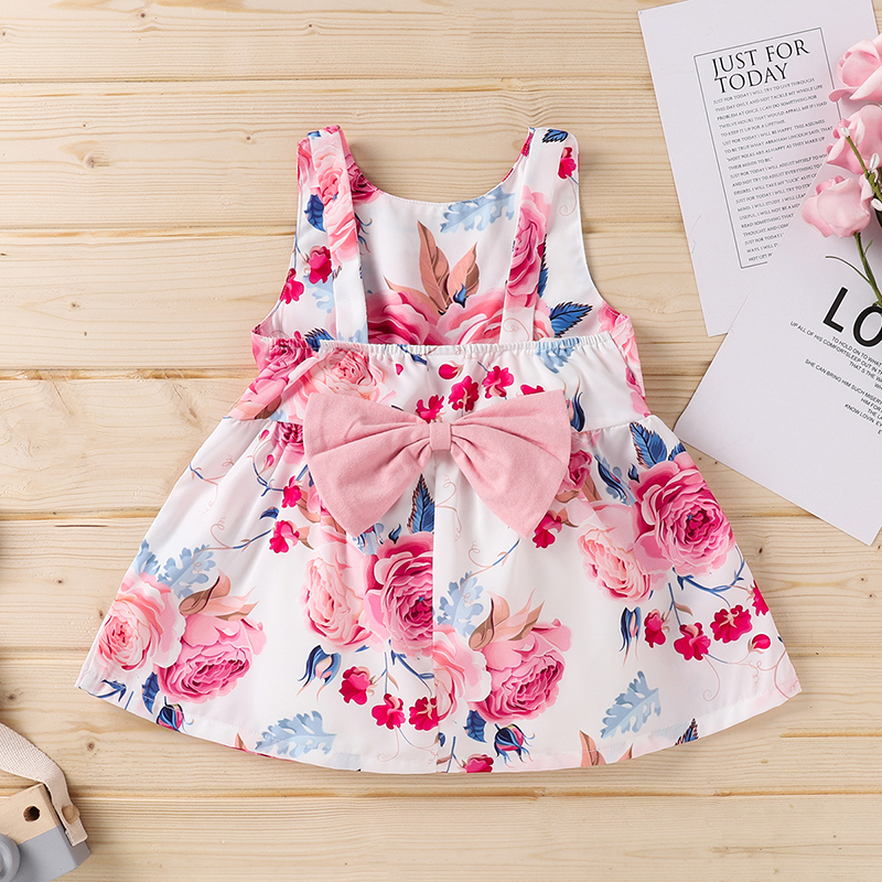 

Baby Girl Floral Sweet Sleeveless Rose Fashionable Princess Dress