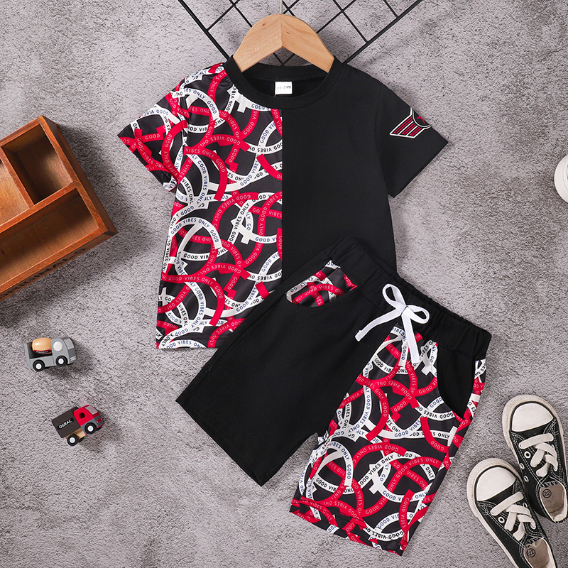 

2-piece Baby / Toddler Trendy Letter Print Tee and Shorts Set