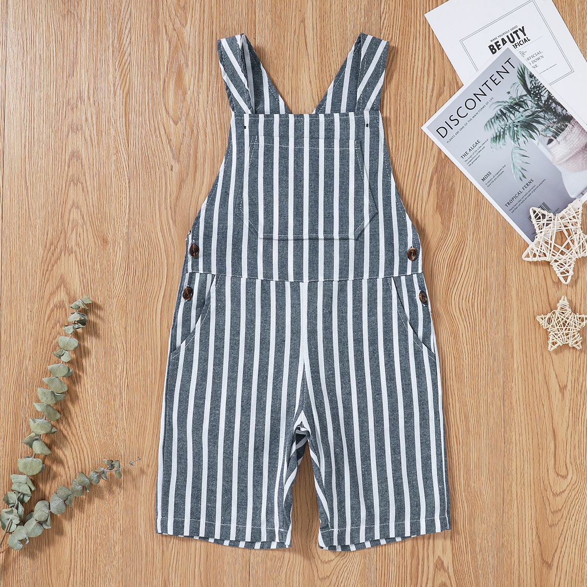 

Toddler Chic Striped Casual Overalls