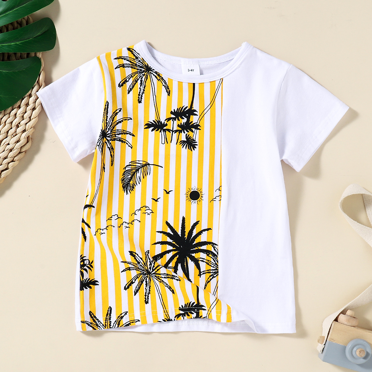 

Toddler Boy Summer Striped Splice Tee