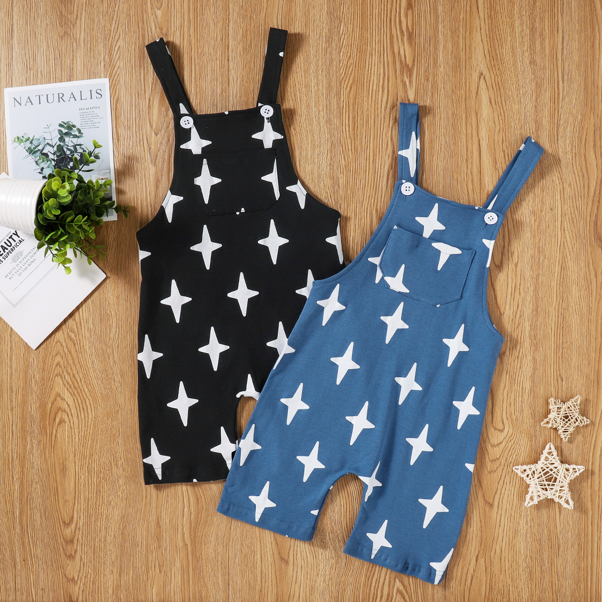 

Toddler Boy Stars Print Casual Overalls
