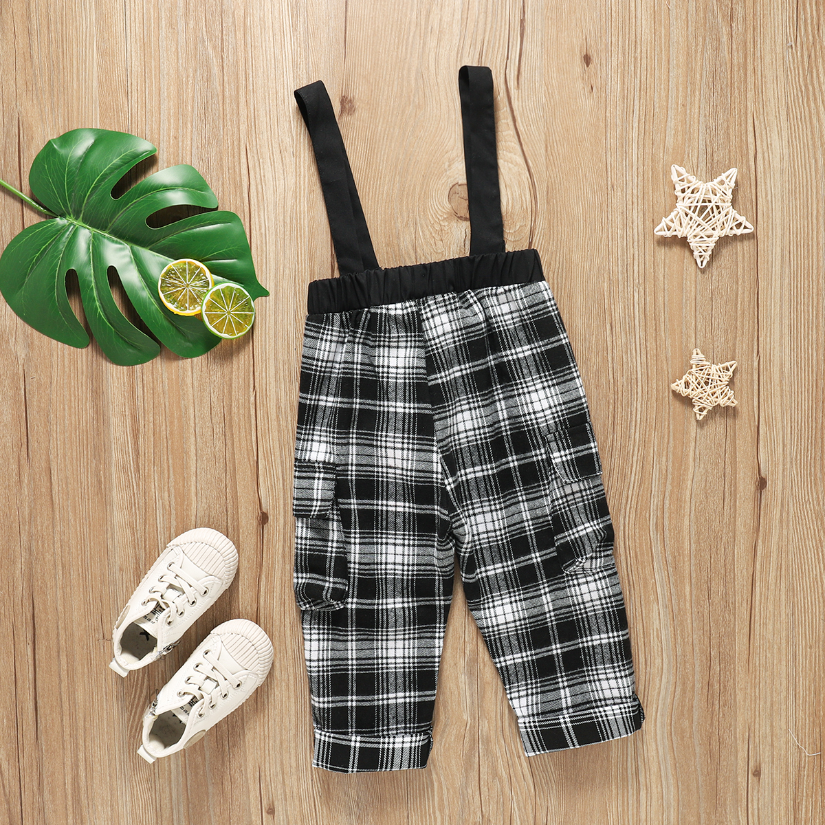 

Toddler Girl 100% Cotton Black Plaid with Pocket