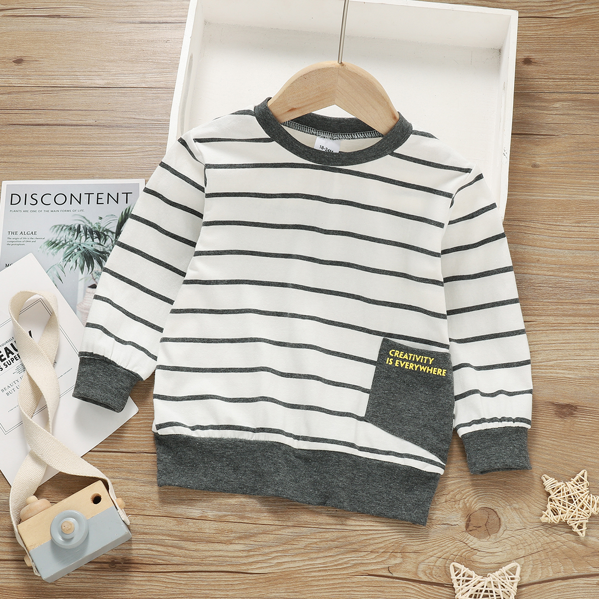 

Toddler Boy Striped Letter Print Pullover Sweatshirt