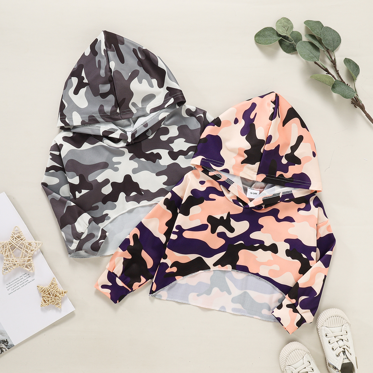 

Toddler Girl Camouflage High Low Hoodie Swimwear