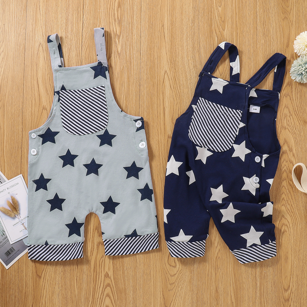 

Toddler Boy Stars Print Casual Overalls
