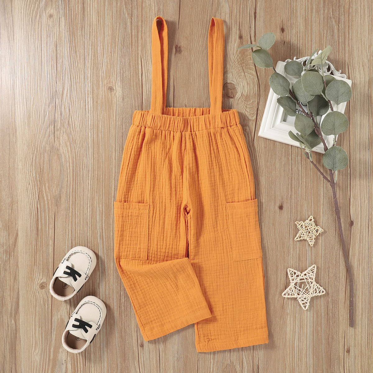 

Toddler Girl/Boy 100% Cotton Button Design Solid Overalls