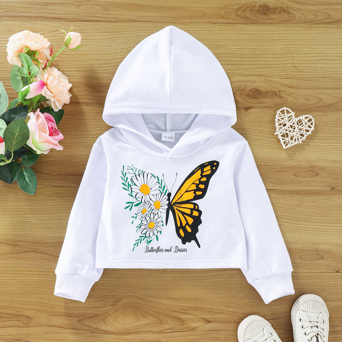 

Toddler Girl Butterfly Floral Print Hoodie Sweatshirt