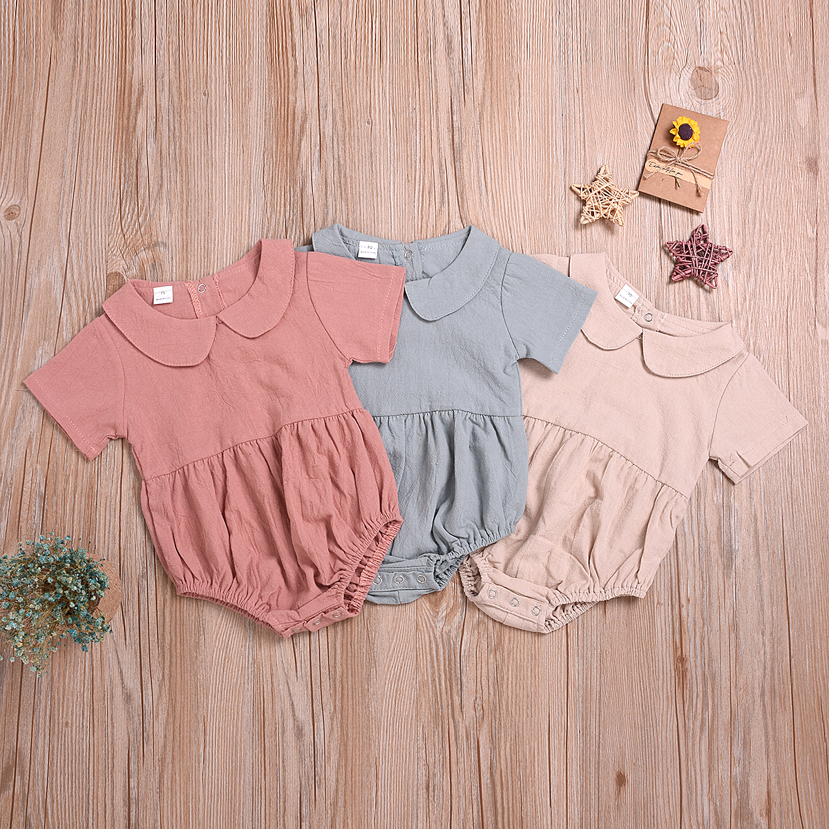 

Baby / Toddler Solid Candy Color Doll Collar Bodysuit