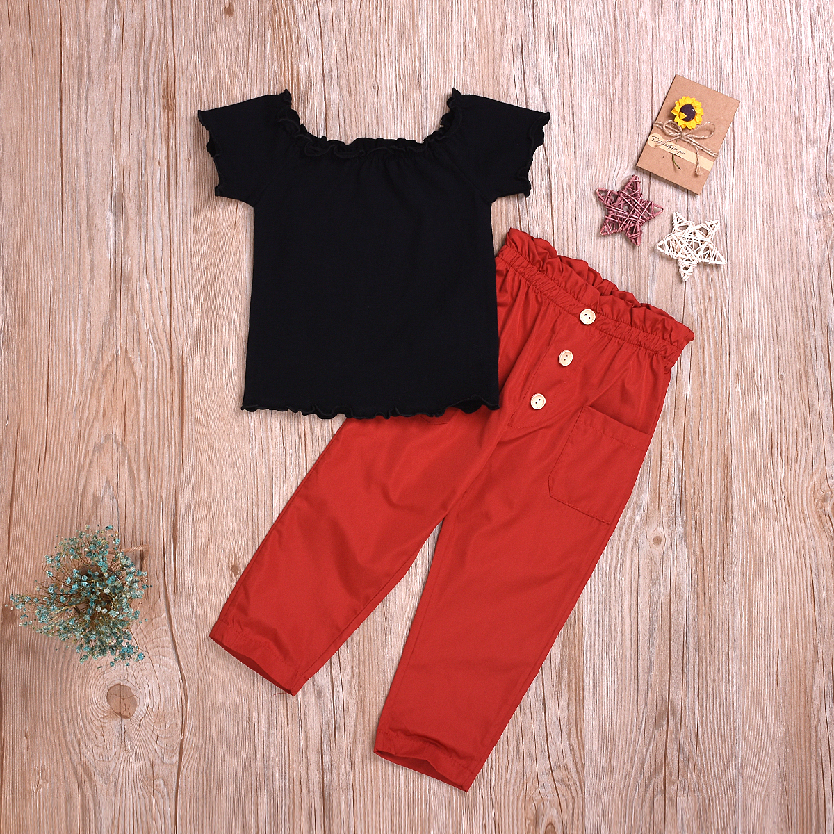 

Off Shoulder Solid Top and Pants Set