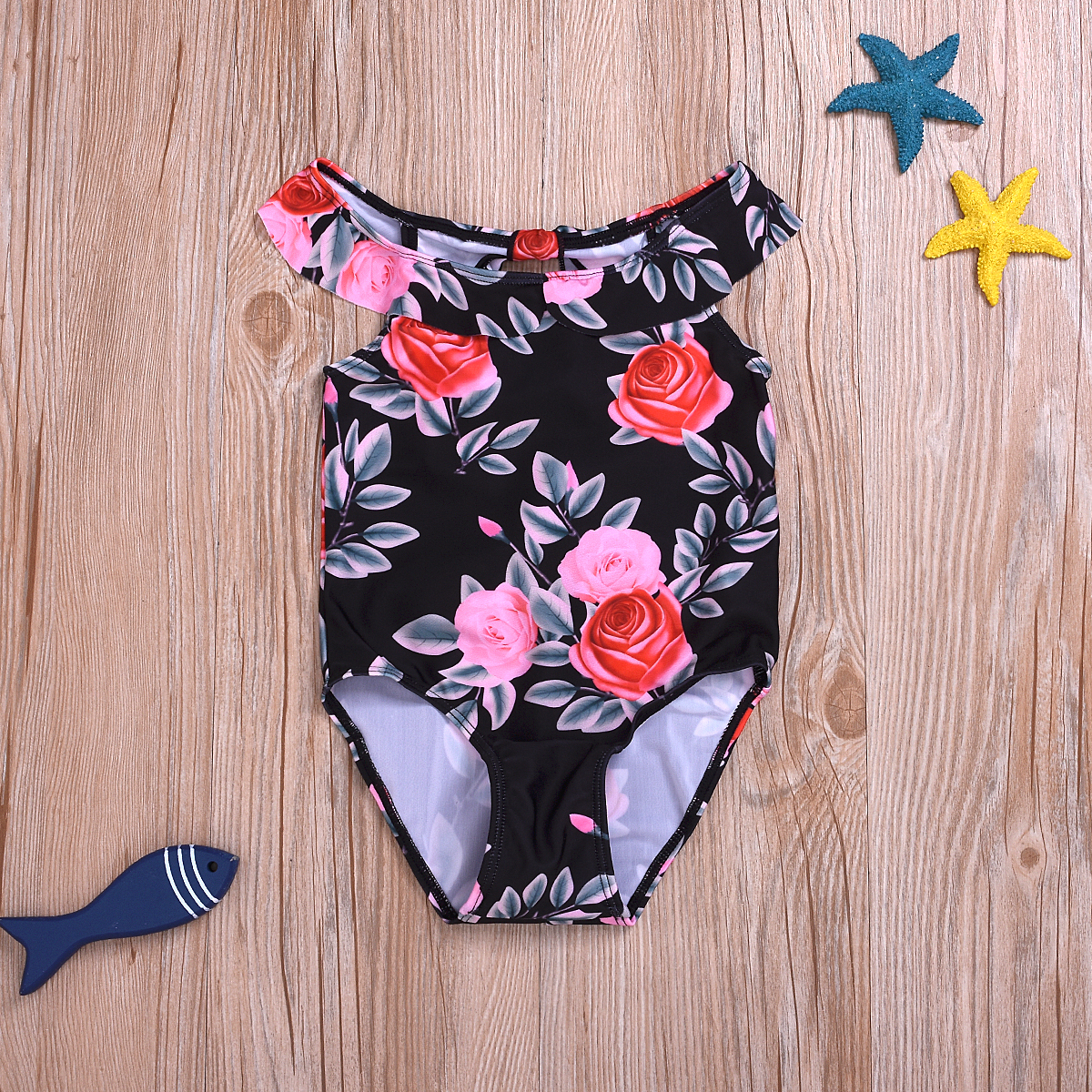 

Baby / Girl Floral Print Backless Design Swim One-piece