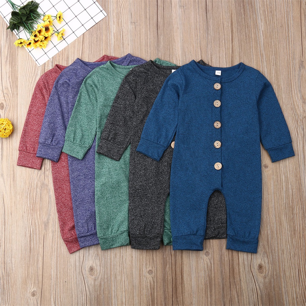 

Baby Solid Cardigan Design Long-sleeve Jumpsuit