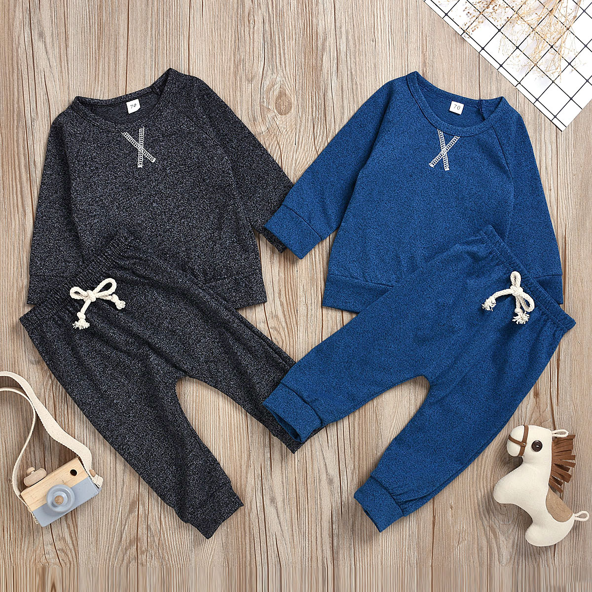 

Baby Boy Casual Long-sleeve Solid Top and Pants Set