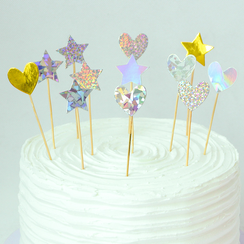 

5 Pcs Star Design Cake Insert Card Inserted Flag