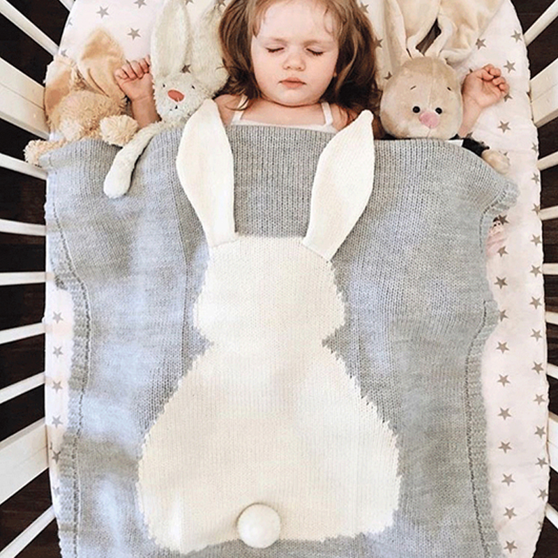 

Lovely Rabbit Design Knitted Blanket for Baby